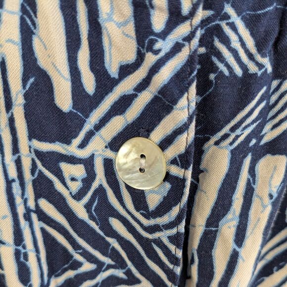 Karen Scott Maxi Dress Tropical Beachy Button Tie Back Sleeveless Blue White L - Picture 8 of 9